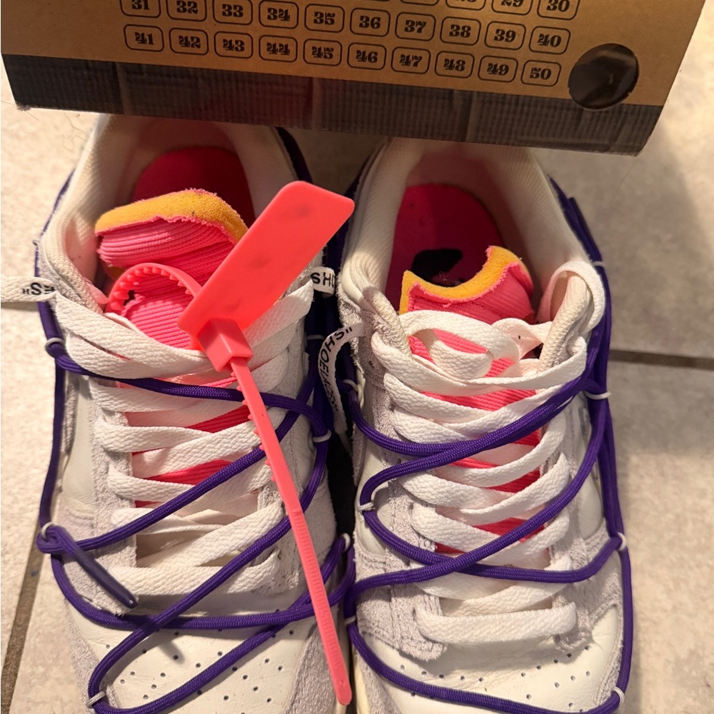 Off-White White and Purple Sneakers